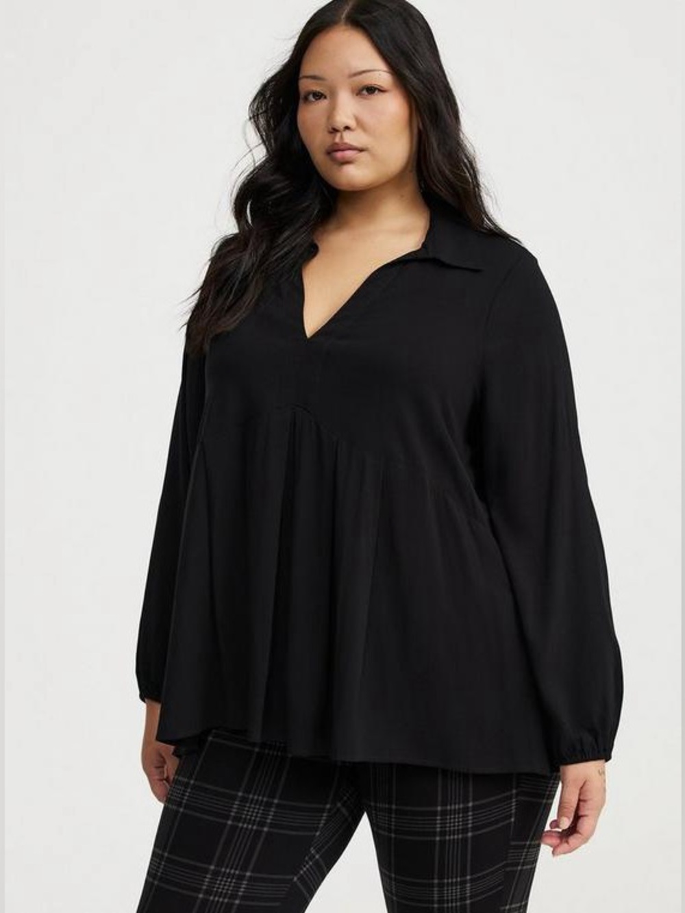 Torrid Black Collared V-Neck Blouse